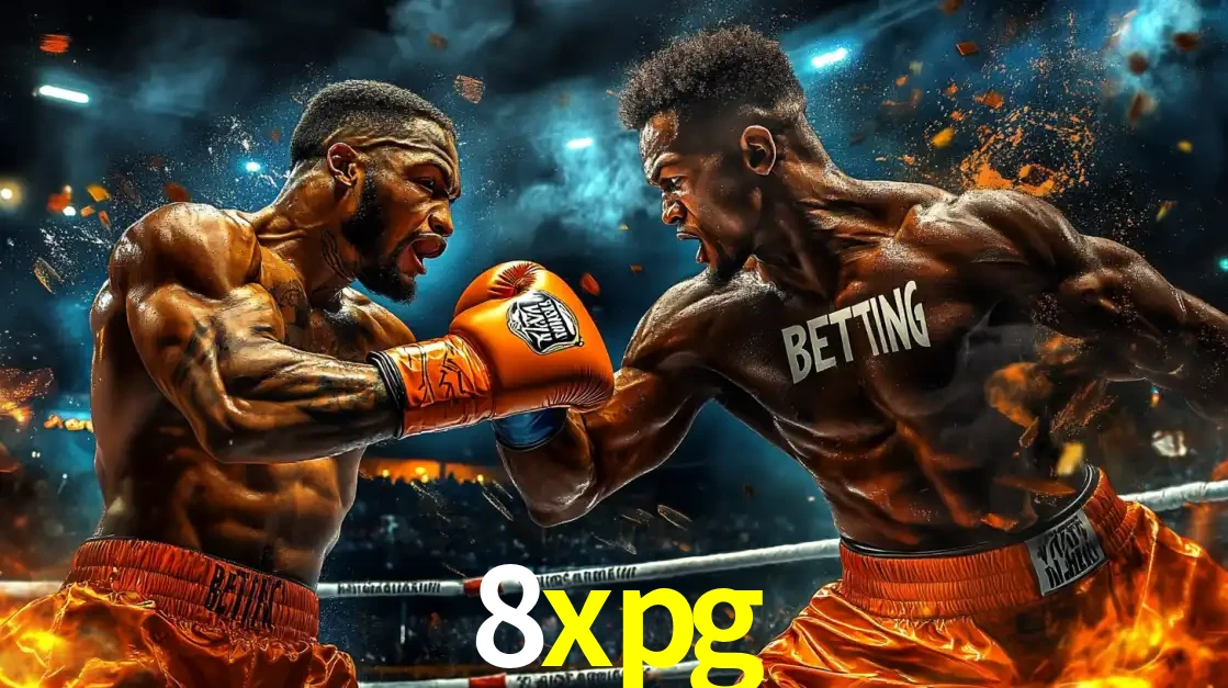Dois boxeadores em uma luta intensa e explosiva, representando a adrenalina e as oportunidades de apostas em esportes de combate disponíveis na plataforma 8xpg.