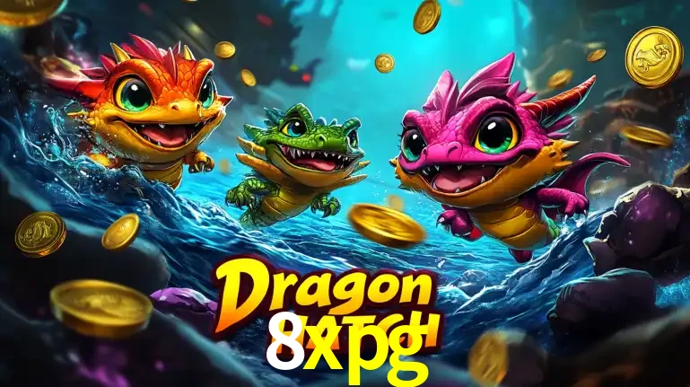 Arte promocional do jogo Dragon Hatch com três adoráveis dragões bebês nadando entre moedas de ouro, um dos slots mais divertidos para jogar no cassino 8xpg.