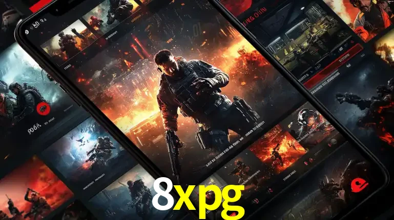 Tela de um celular exibindo uma galeria de jogos de tiro com temática militar, mostrando a variedade de e-sports disponíveis para apostas na plataforma de entretenimento 8xpg.
